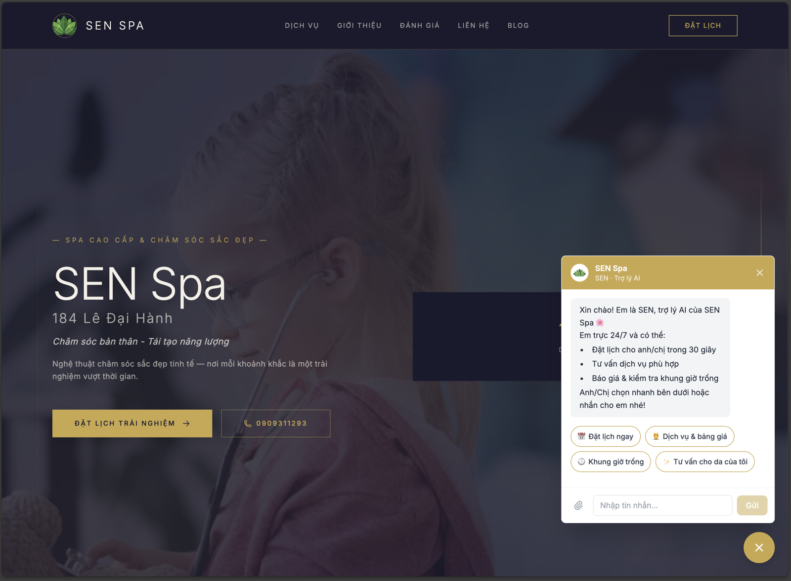 Website riêng chuyên nghiệp, có sẵn S.E.N và blog SEO — ngay trong ngày đầu
